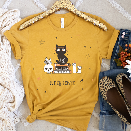 Black Cat - Witch Powers - Halloween Graphic Tee