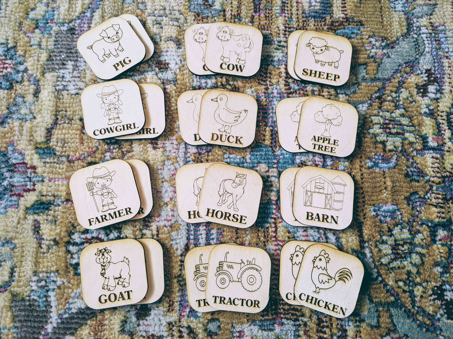 Farm Life - Montessori Memory Match - 24 piece Wooden - Game
