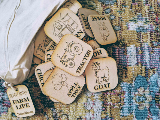 Farm Life - Montessori Memory Match - 24 piece Wooden - Game