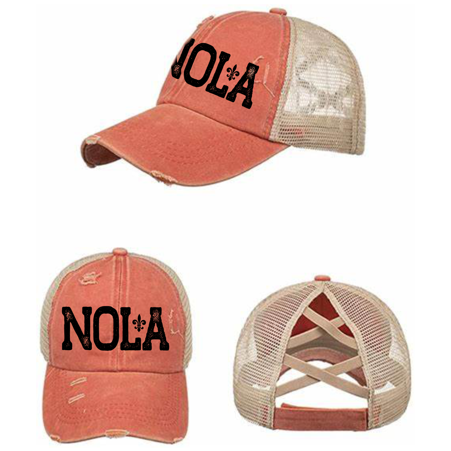 NOLA Criss Cross Hat - Red, Mint & Charcoal