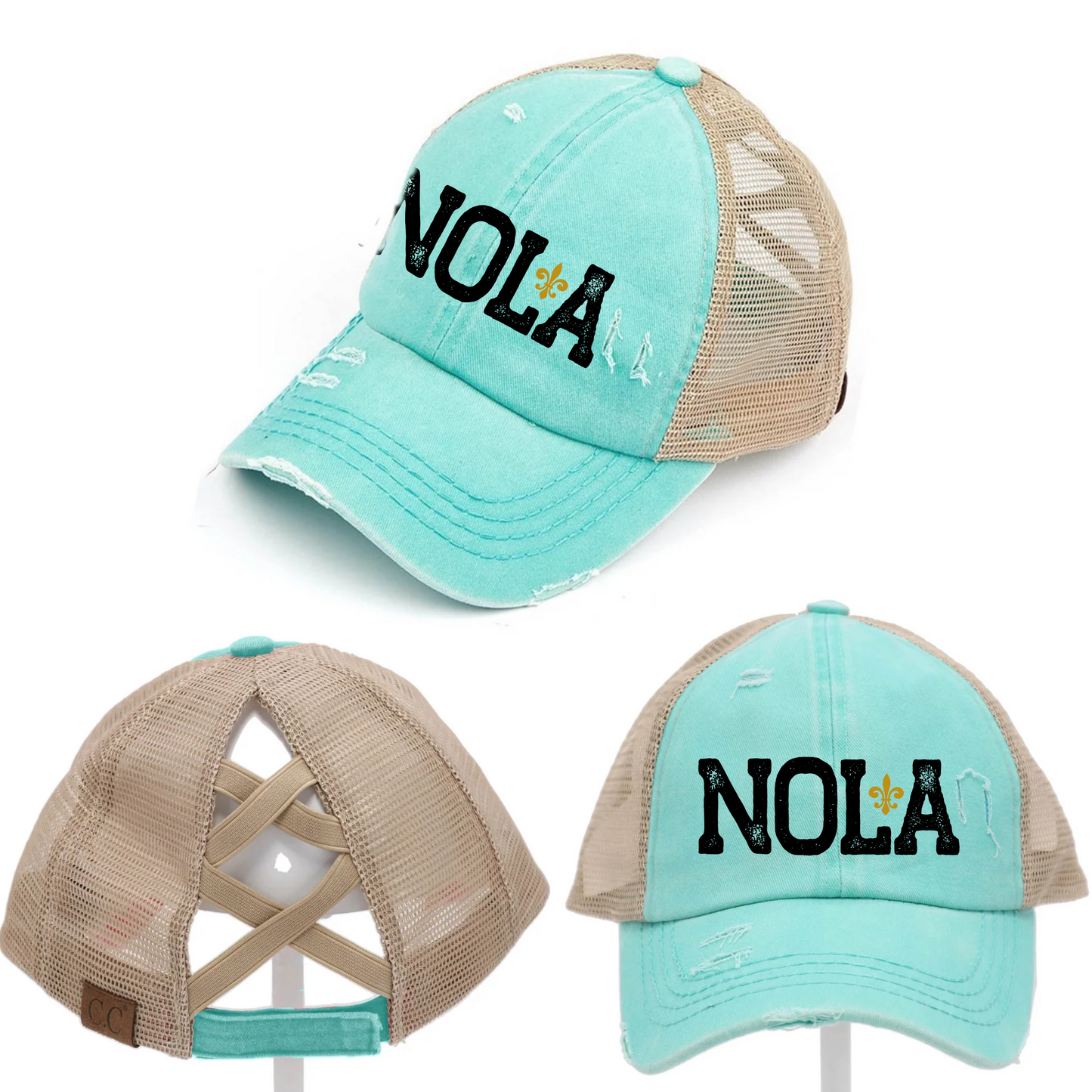 NOLA Criss Cross Hat - Red, Mint & Charcoal