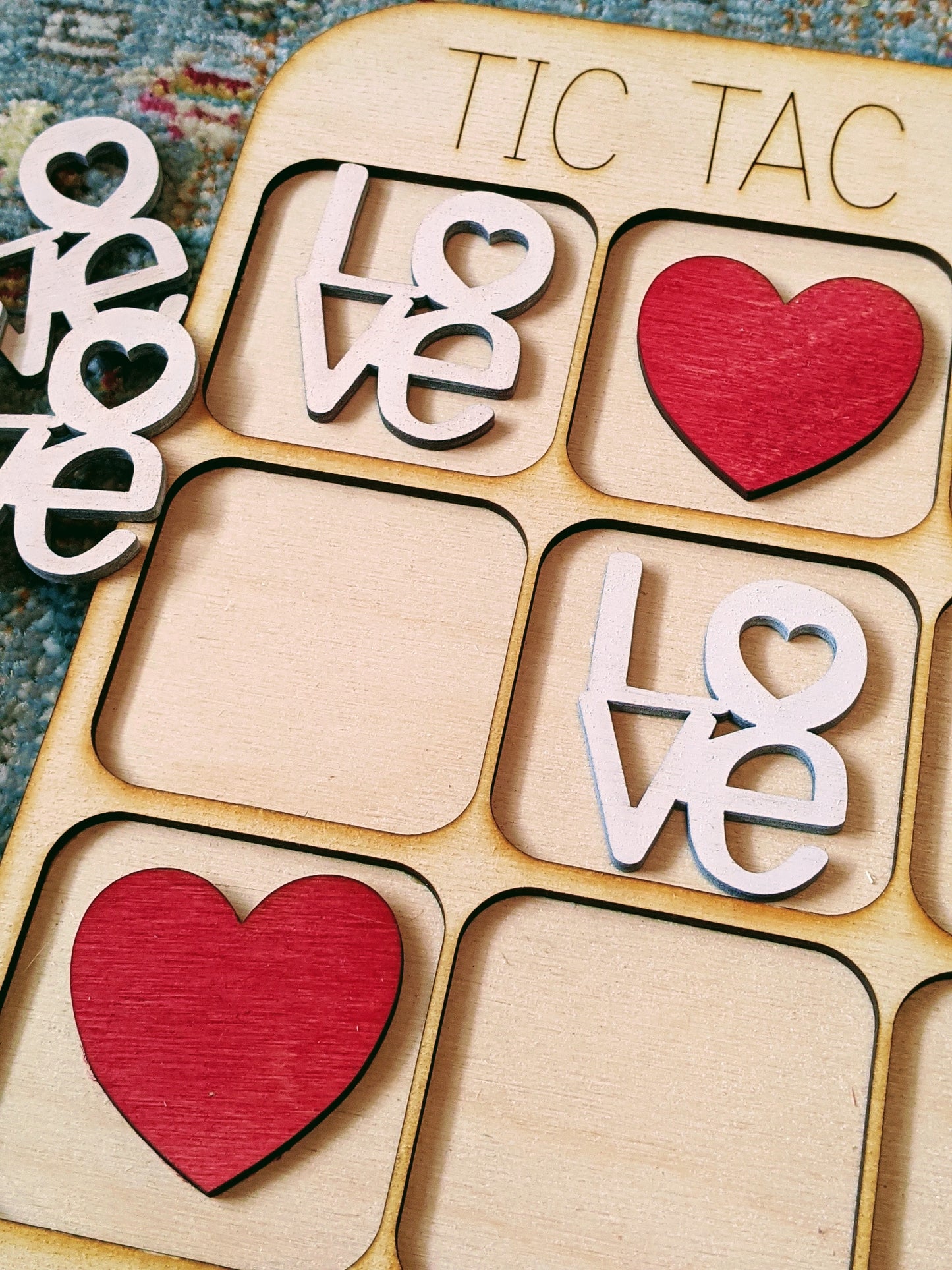 Wooden Valentine's Tic Tac Toe Board