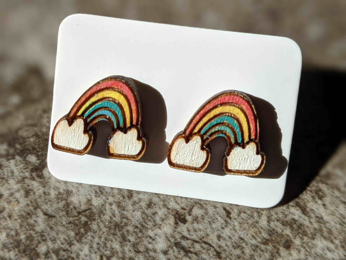 Wooden Hand Painted Wooden Rainbow Studs