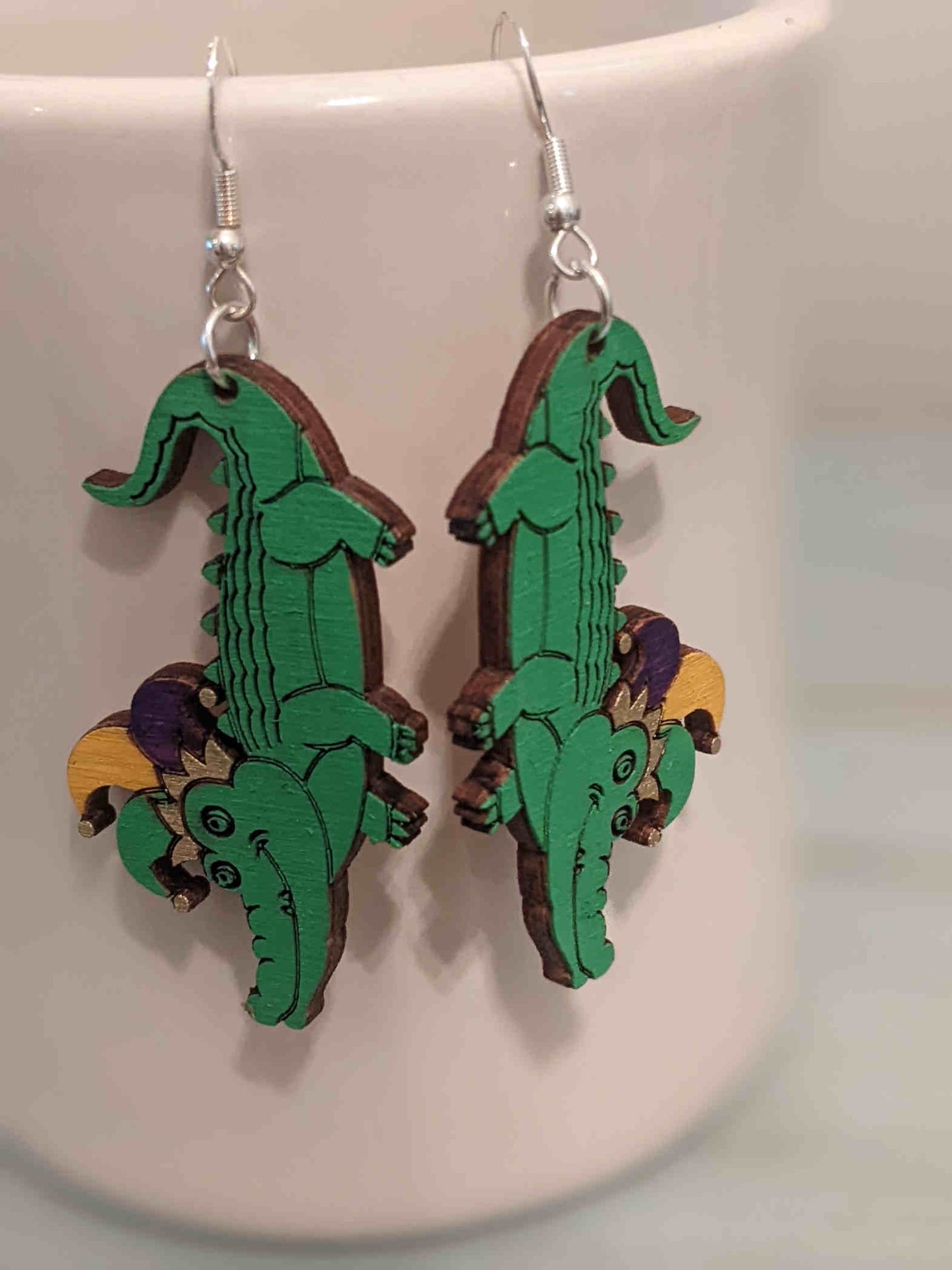 Alligator - Jester - Mardi Gras Earrings
