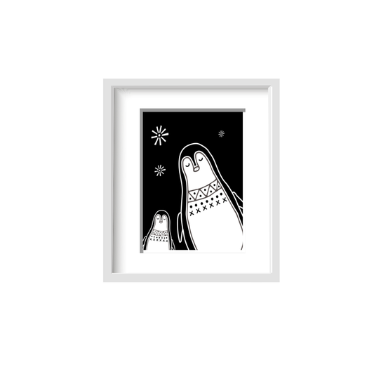 Parent Penguin and Baby Penguin  |  Printed Art 11 * 14