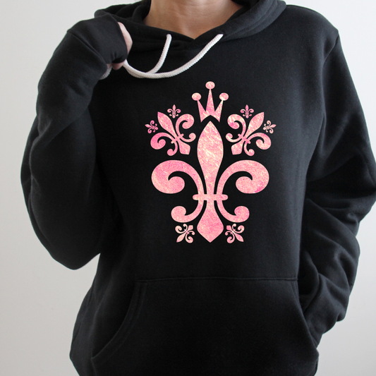 Pink Girlie Fleur de Lis Crowning - Hoodie
