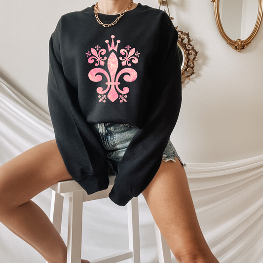 Pink Girlie Fleur de Lis Crowning - Sweatshirt