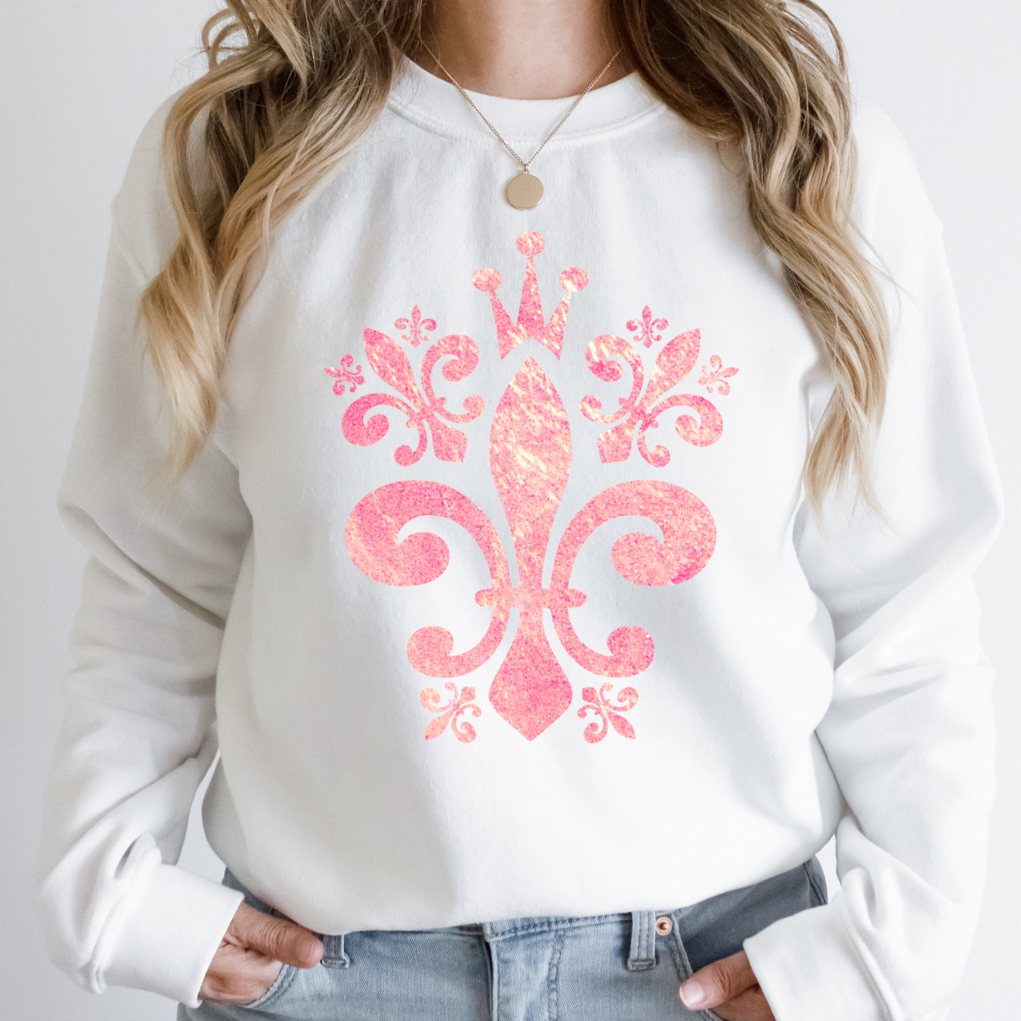 Pink Girlie Fleur de Lis Crowning - Sweatshirt