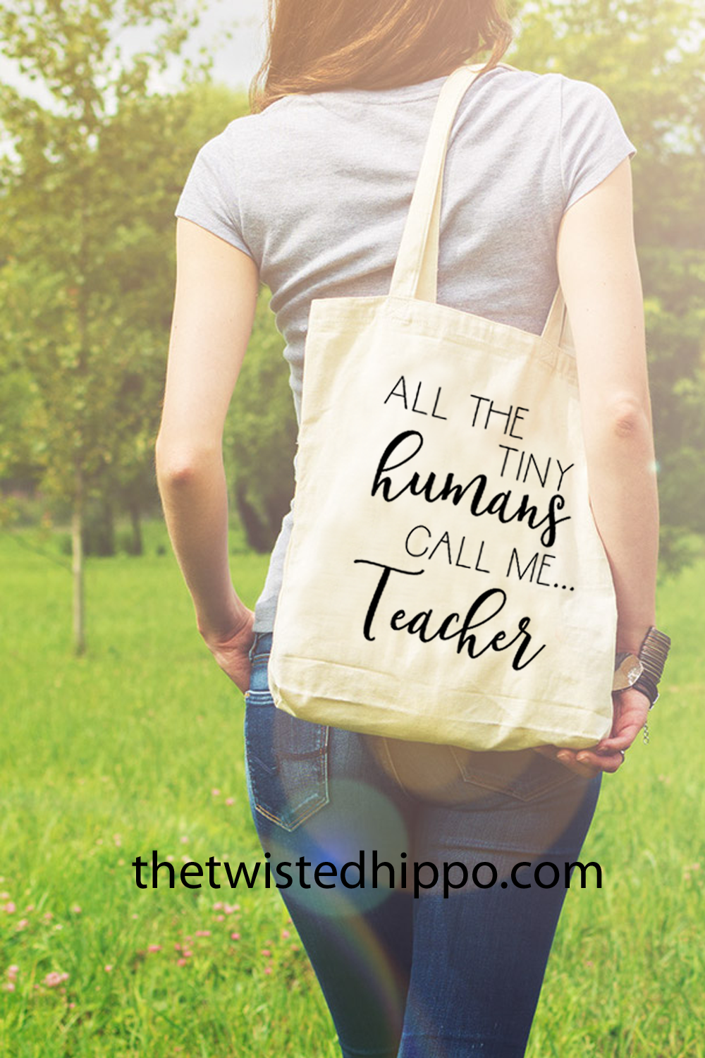 All The Tiny Humans Call Me Teacher-Teacher Appreciation- Canvas Tote Bag