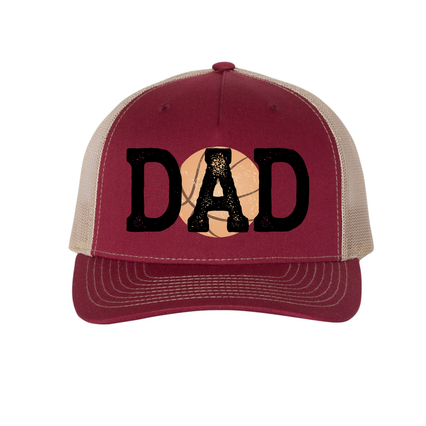 Basketball Dad Richardson 5 Panel Hat - Cardinal, Heather Grey