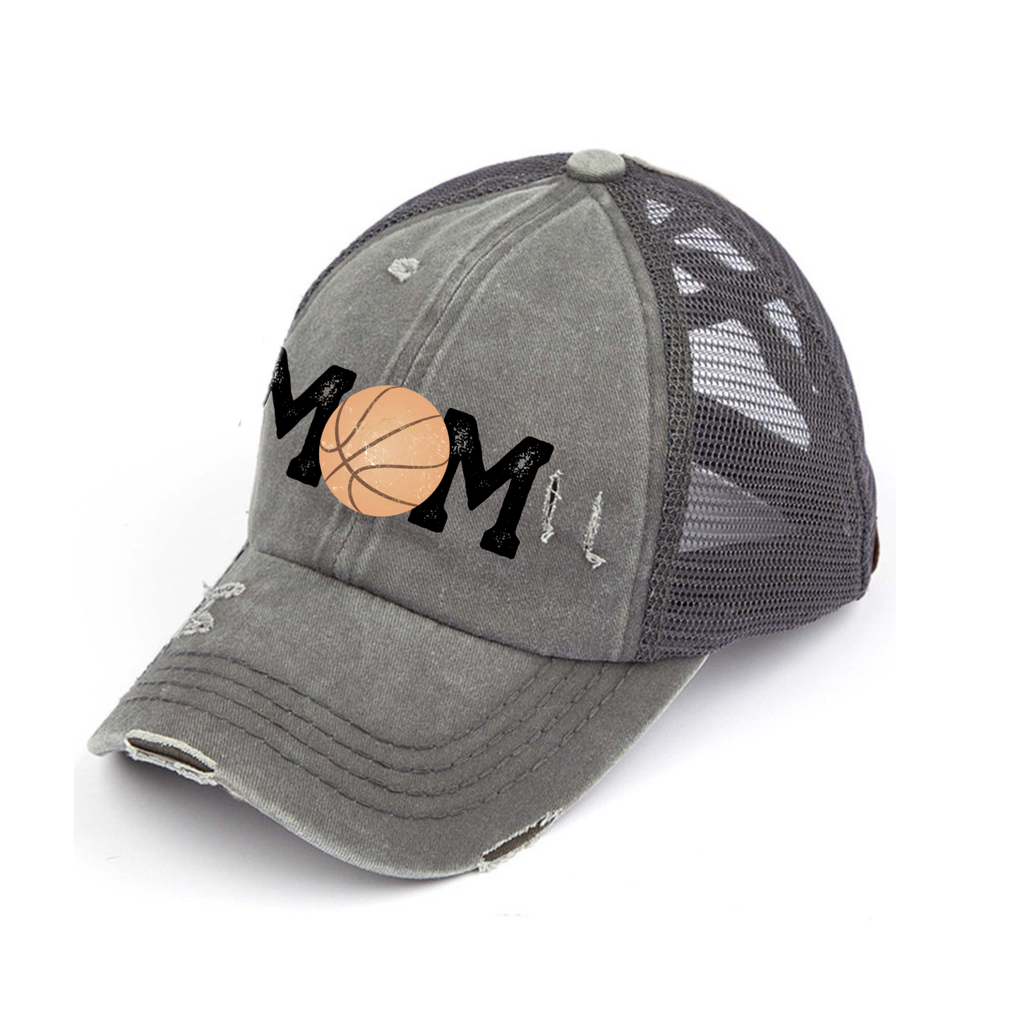 Basketball Mom Criss Cross Hat - Red, Mint & Charcoal