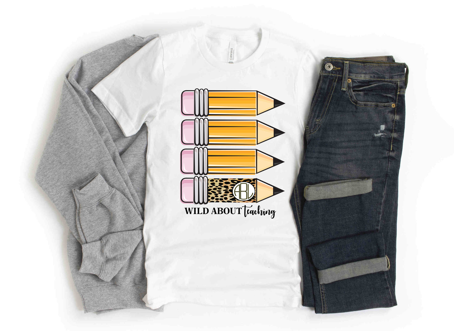 Wild About Teaching Custom Monogram - Short Sleeve