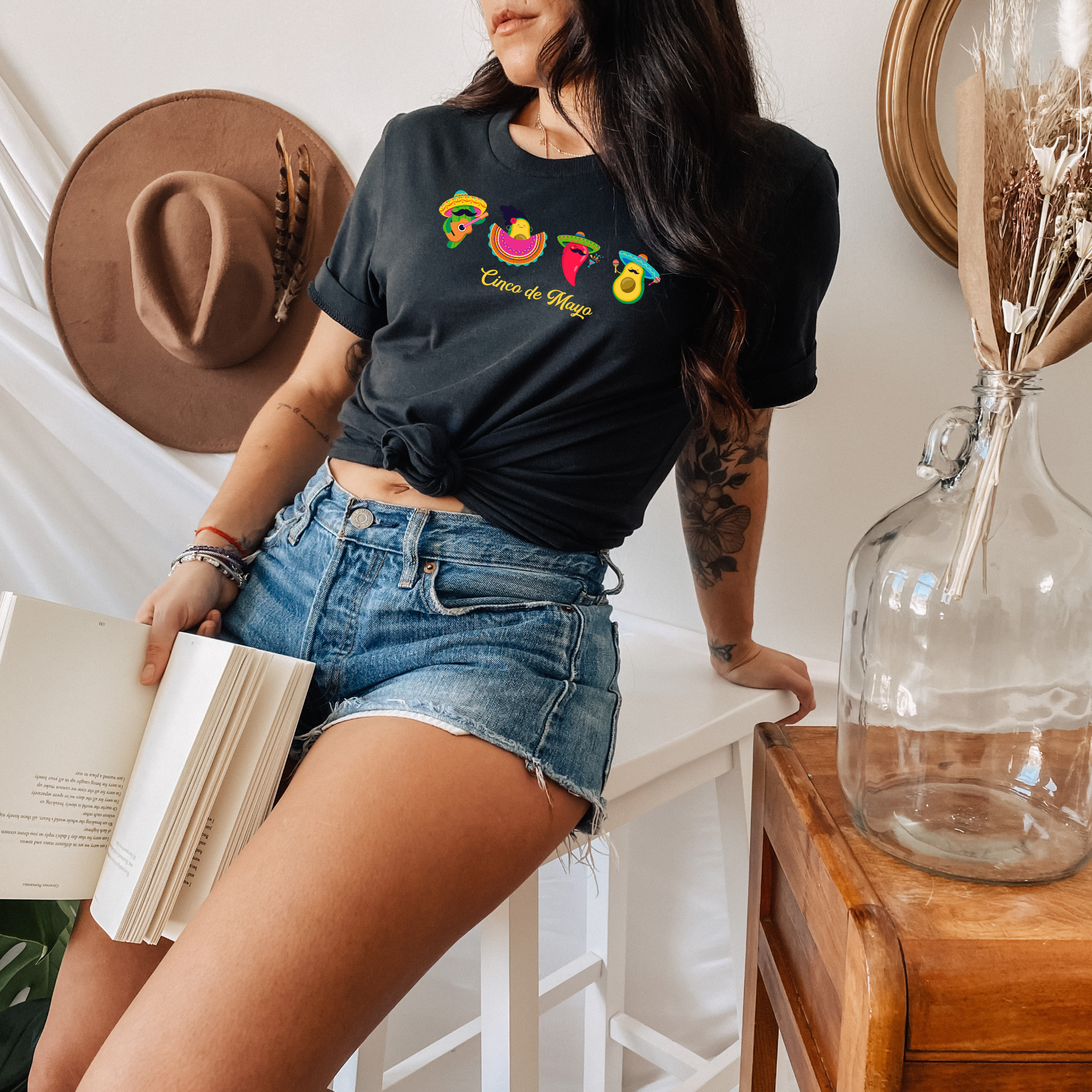 Dancing peppers and avocados graphic tee for Cinco de Mayo