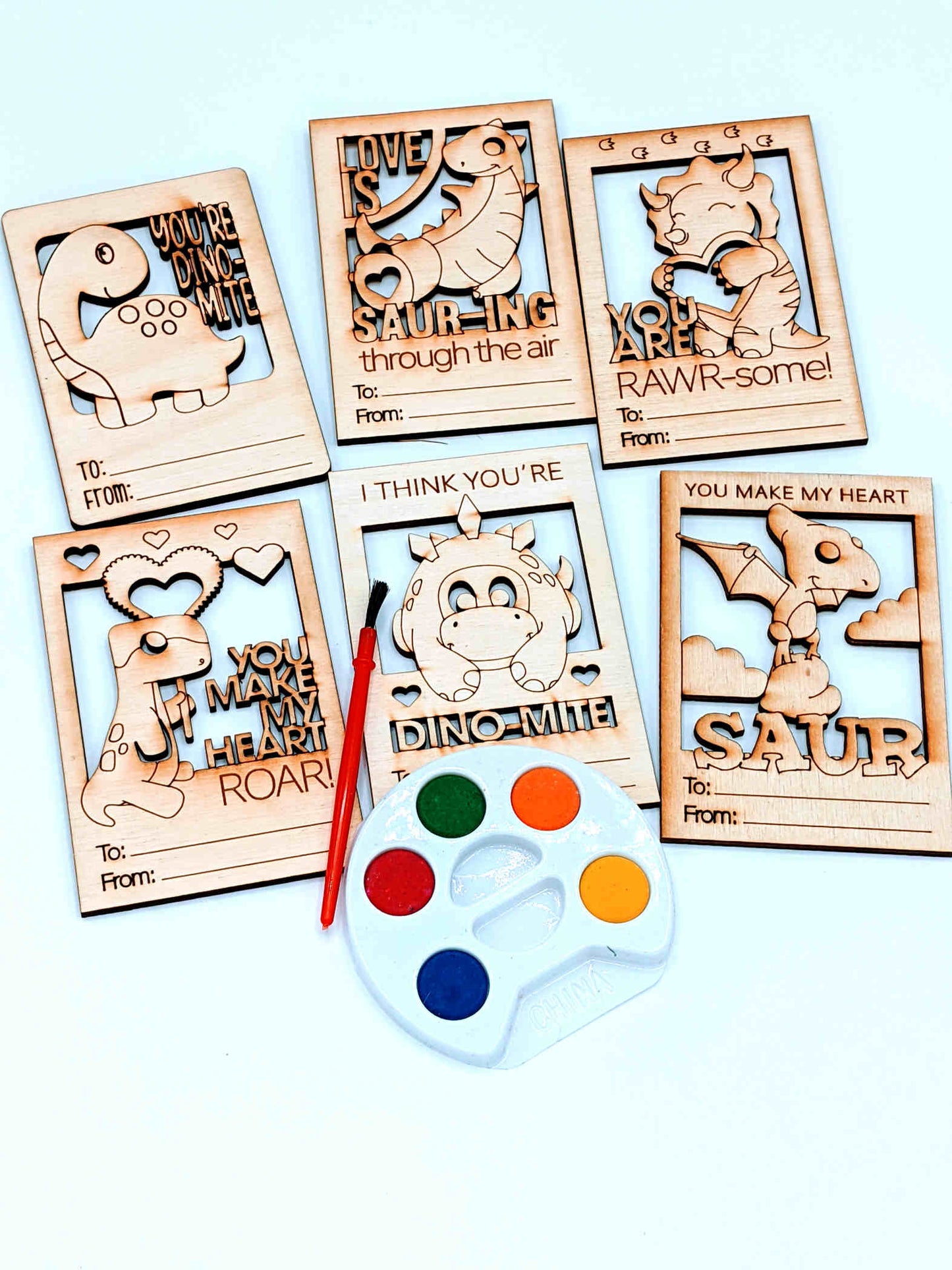 Dino-Mite Wooden Craft Valentine's Day Cards