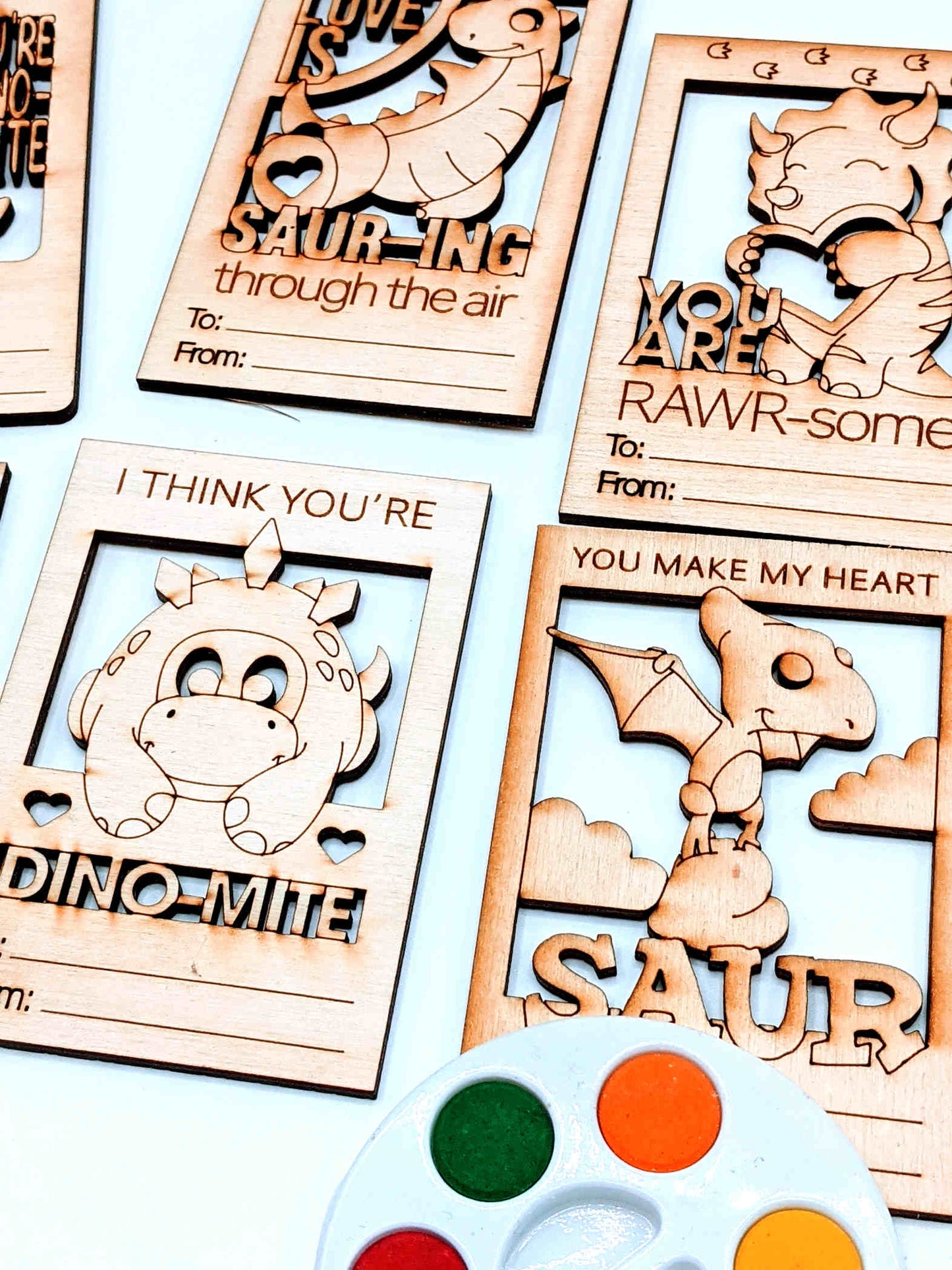 Dino-Mite Wooden Craft Valentine's Day Cards