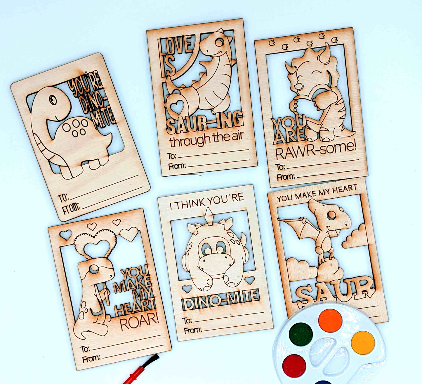 Dino-Mite Wooden Craft Valentine's Day Cards
