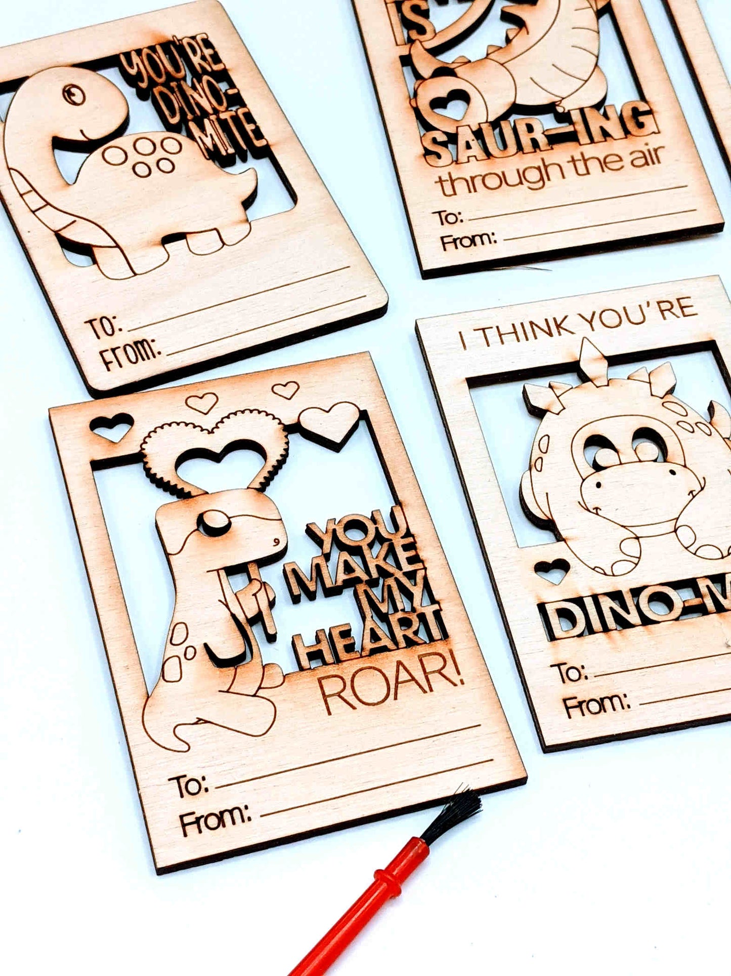 Dino-Mite Wooden Craft Valentine's Day Cards