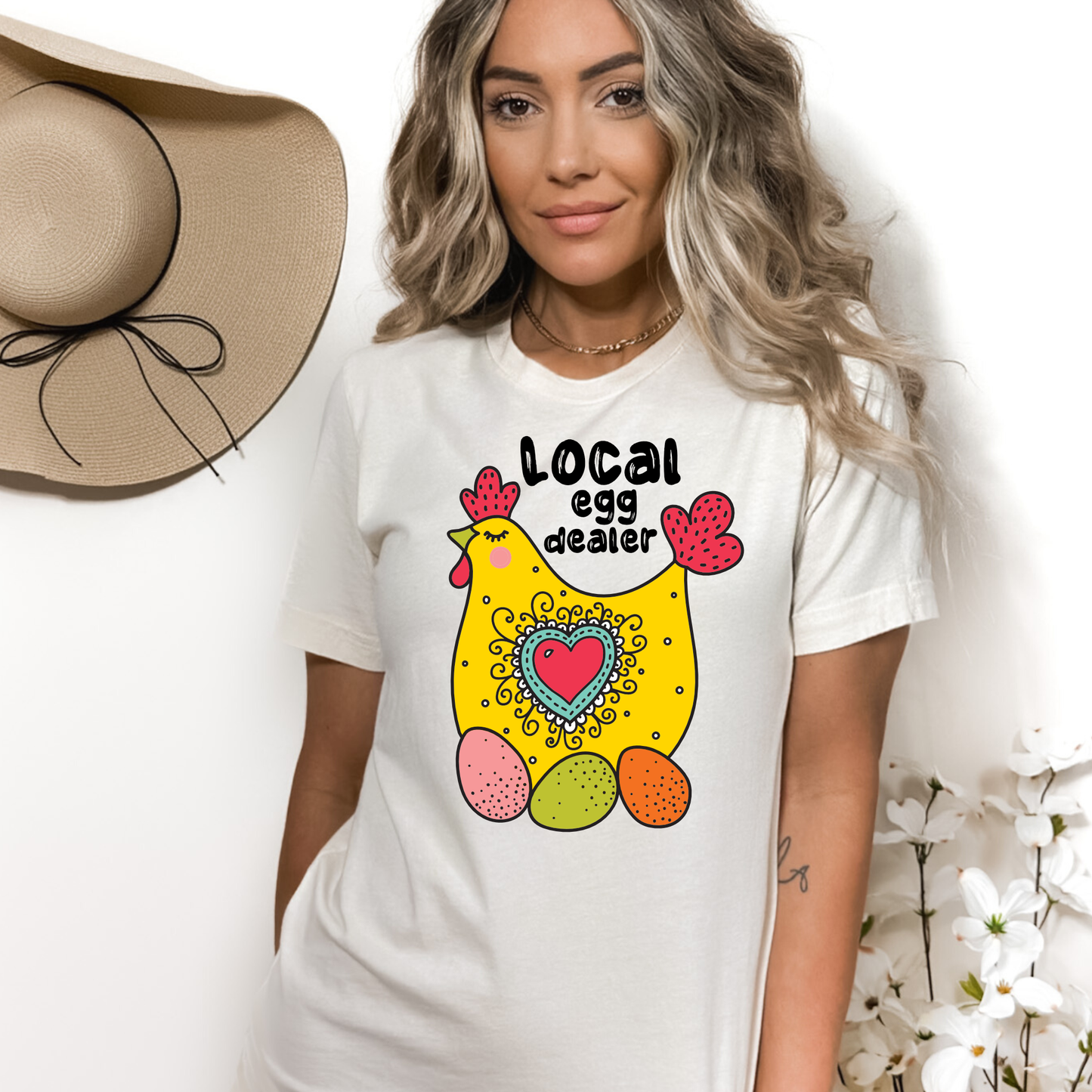 Local Egg Dealer _ Floral - Chicken Tee