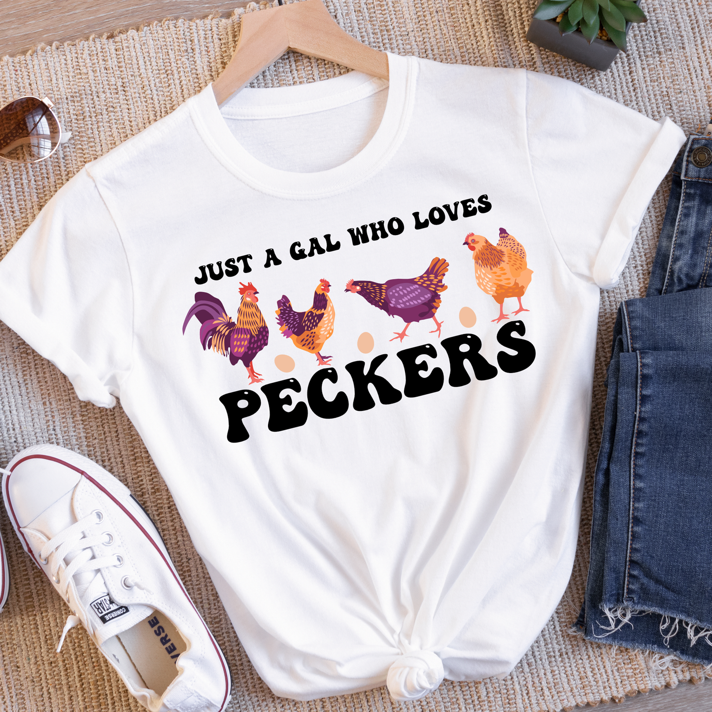 Just a Gal Who Loves Peckers - Chicken Tee