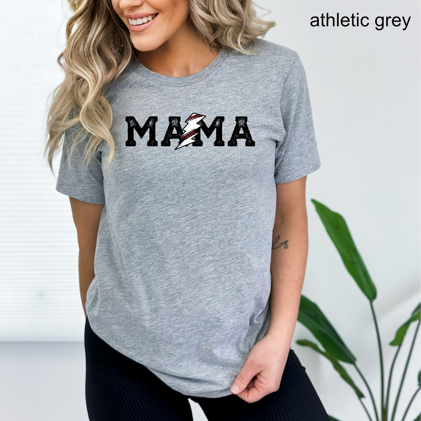 Mama Baseball Lightening Bolt - Baseball Tee