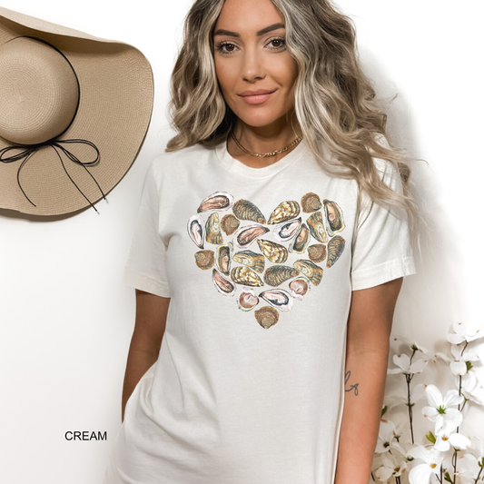 Oyster Shells Heart Tee - Toddler - Youth - Adult