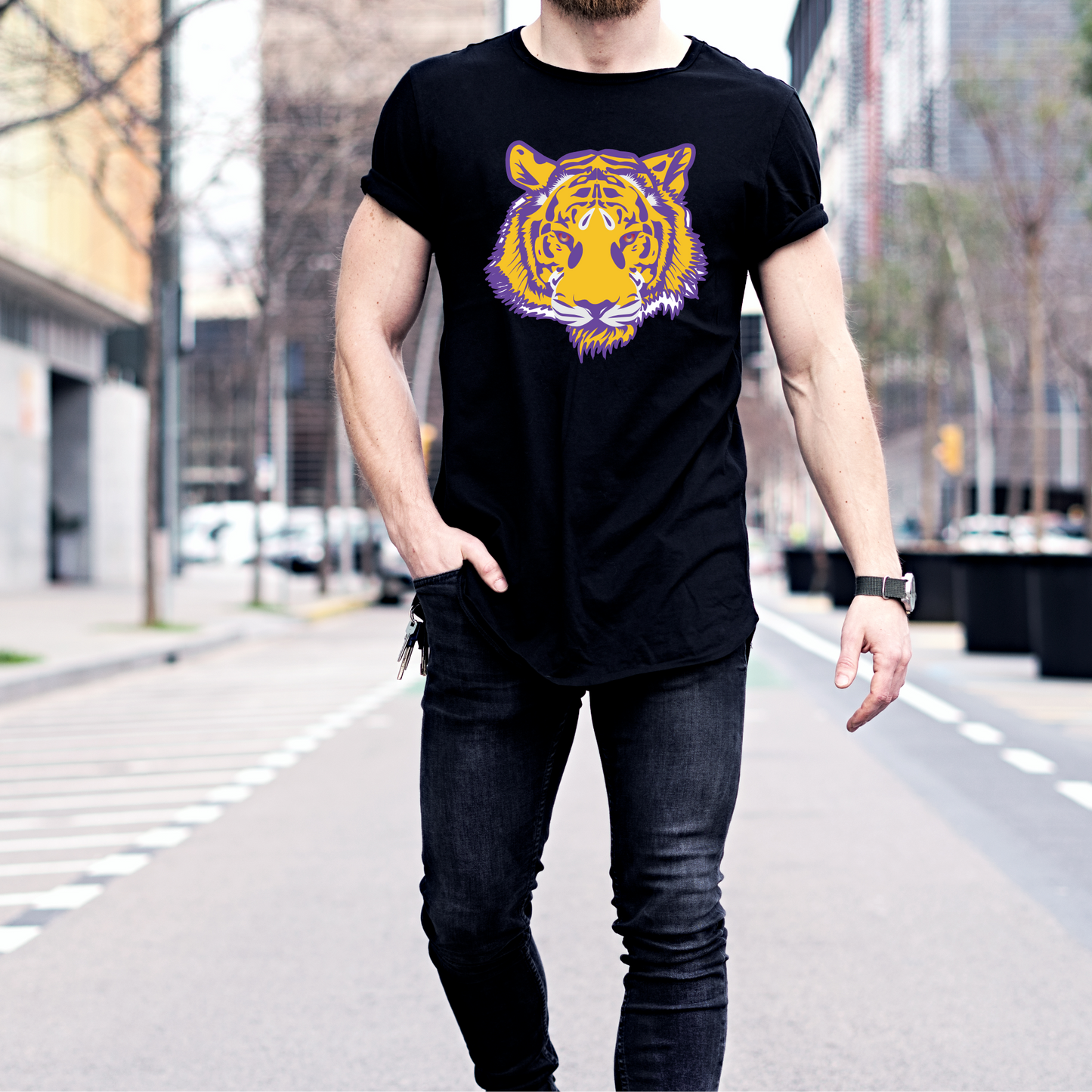 Purple Tiger Head Tee - IN STOCK ALERT