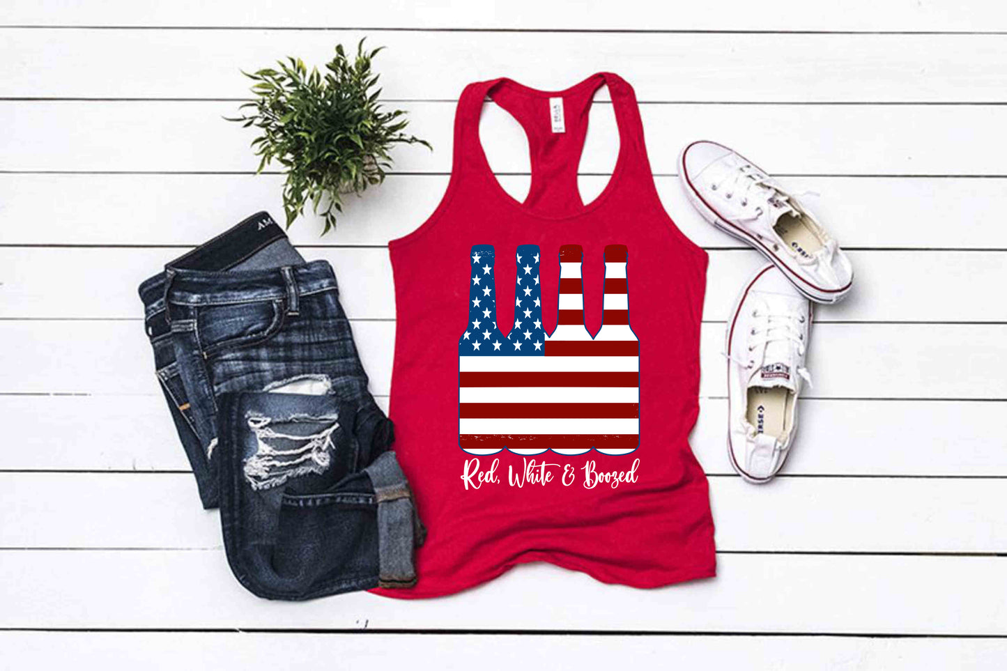 Red, White and Boozed summertime tanks . .