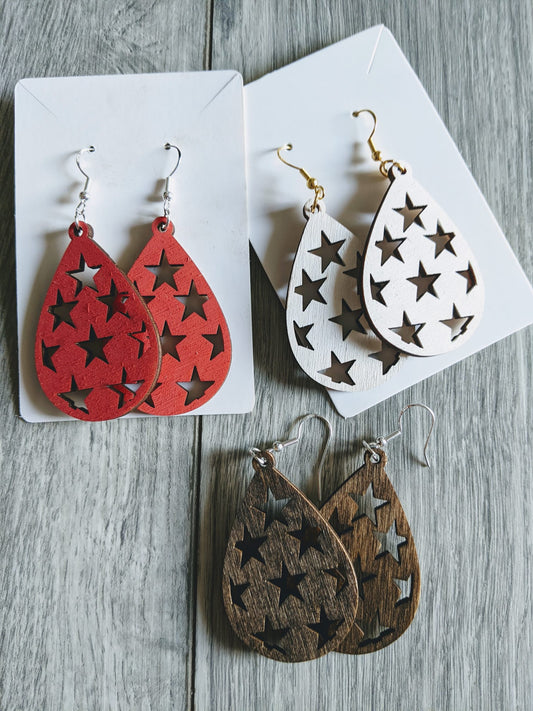 Star Dangle 4th of July America Earrings