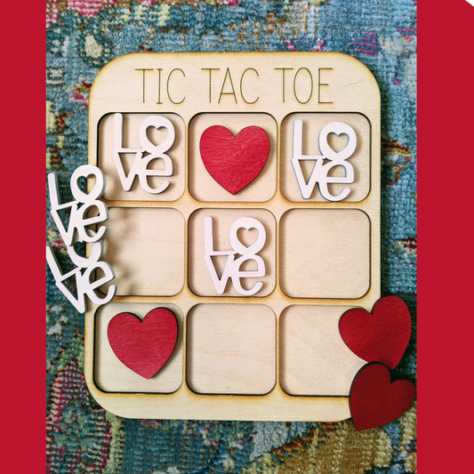 Wooden Valentine's Tic Tac Toe Board